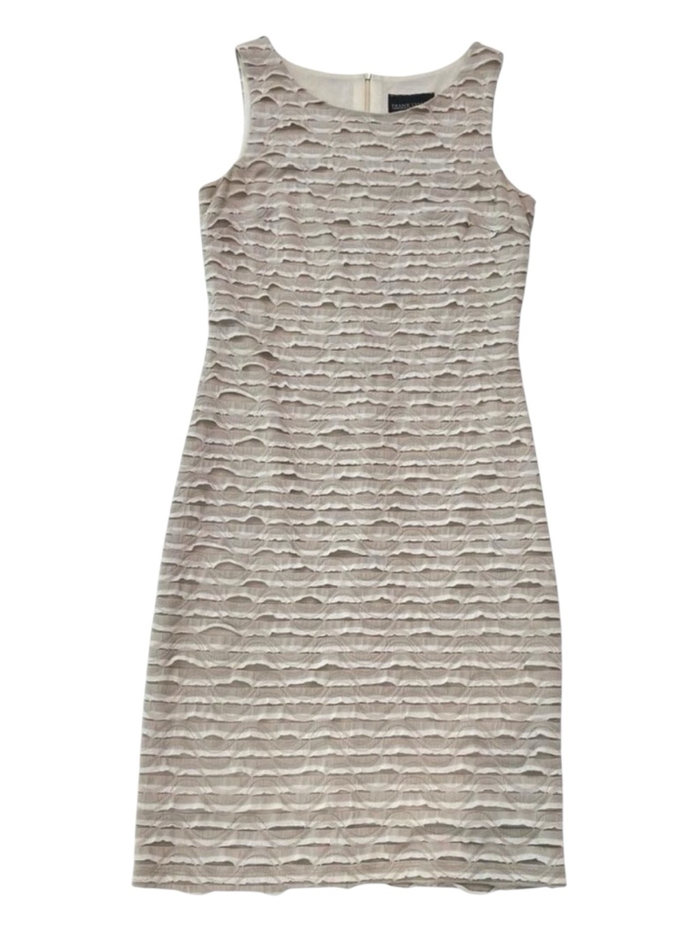 Frank Lyman bandage jersey sheath dress beige tan cream neutral sleeveless size6